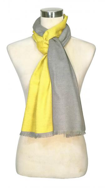 Scarf Shawl 100% Silk Flannel Yellow Grey